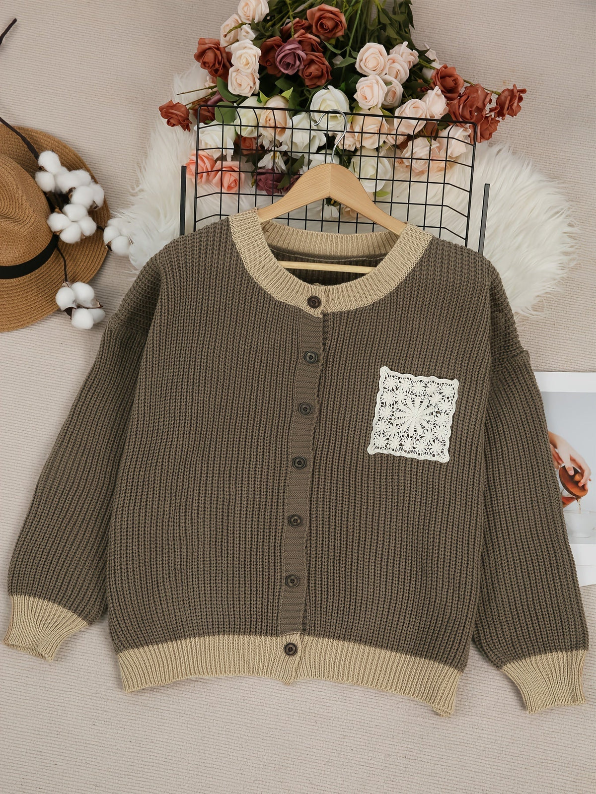 Hollis & June | Marcelline Lace Pocket Knit Coat