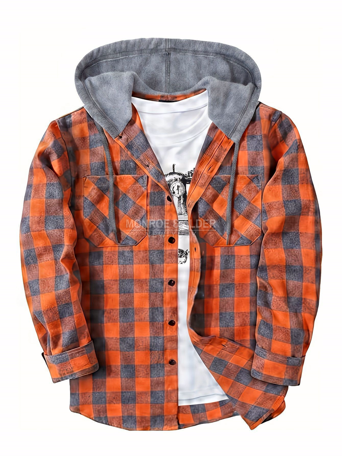 Hollis & June | Dalton Hooded Plaid Shirt Jacket