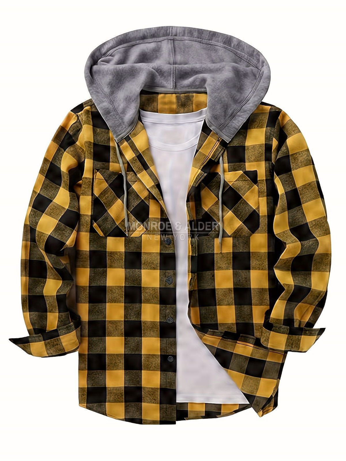 Hollis & June | Dalton Hooded Plaid Shirt Jacket