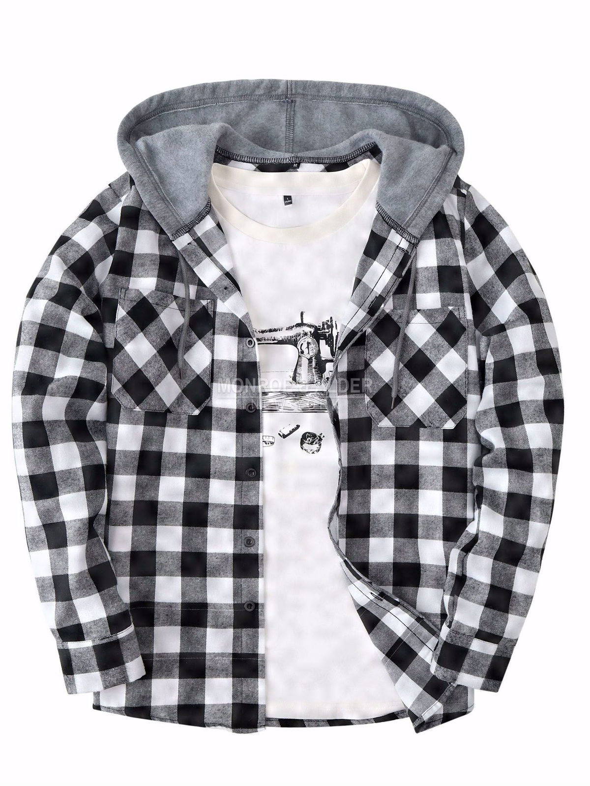 Hollis & June | Dalton Hooded Plaid Shirt Jacket