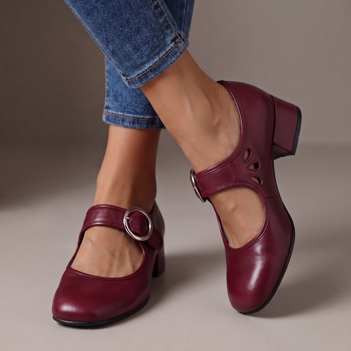 Hollis & June | Leather Mary Jane Block Heels