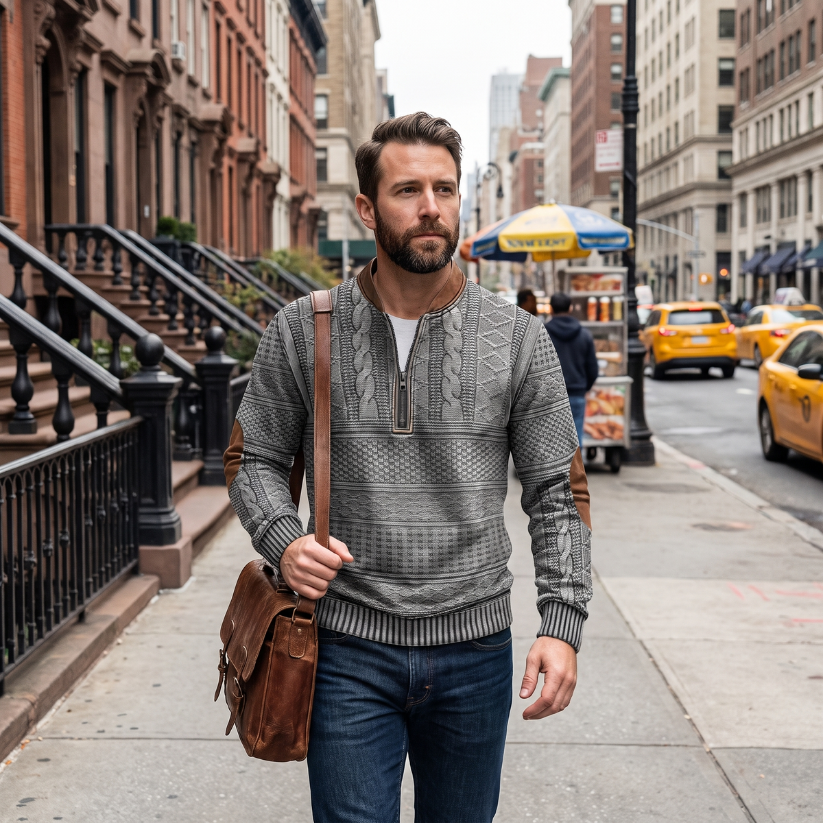 Hollis & June | Dimitri Retro Zip-Up Sweater