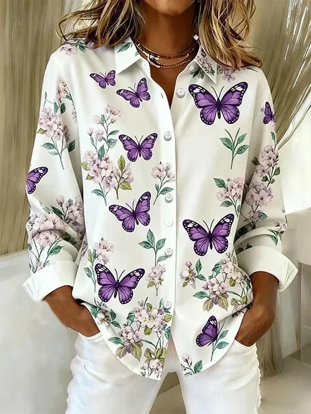 Hollis & June | Dahlia Butterfly Print Blouse