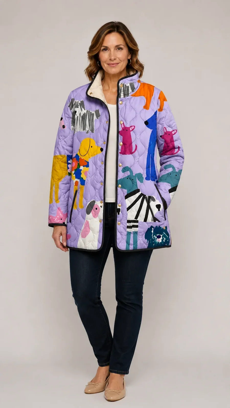 Hollis & June | Rhea Dog Print Quilted Jacket