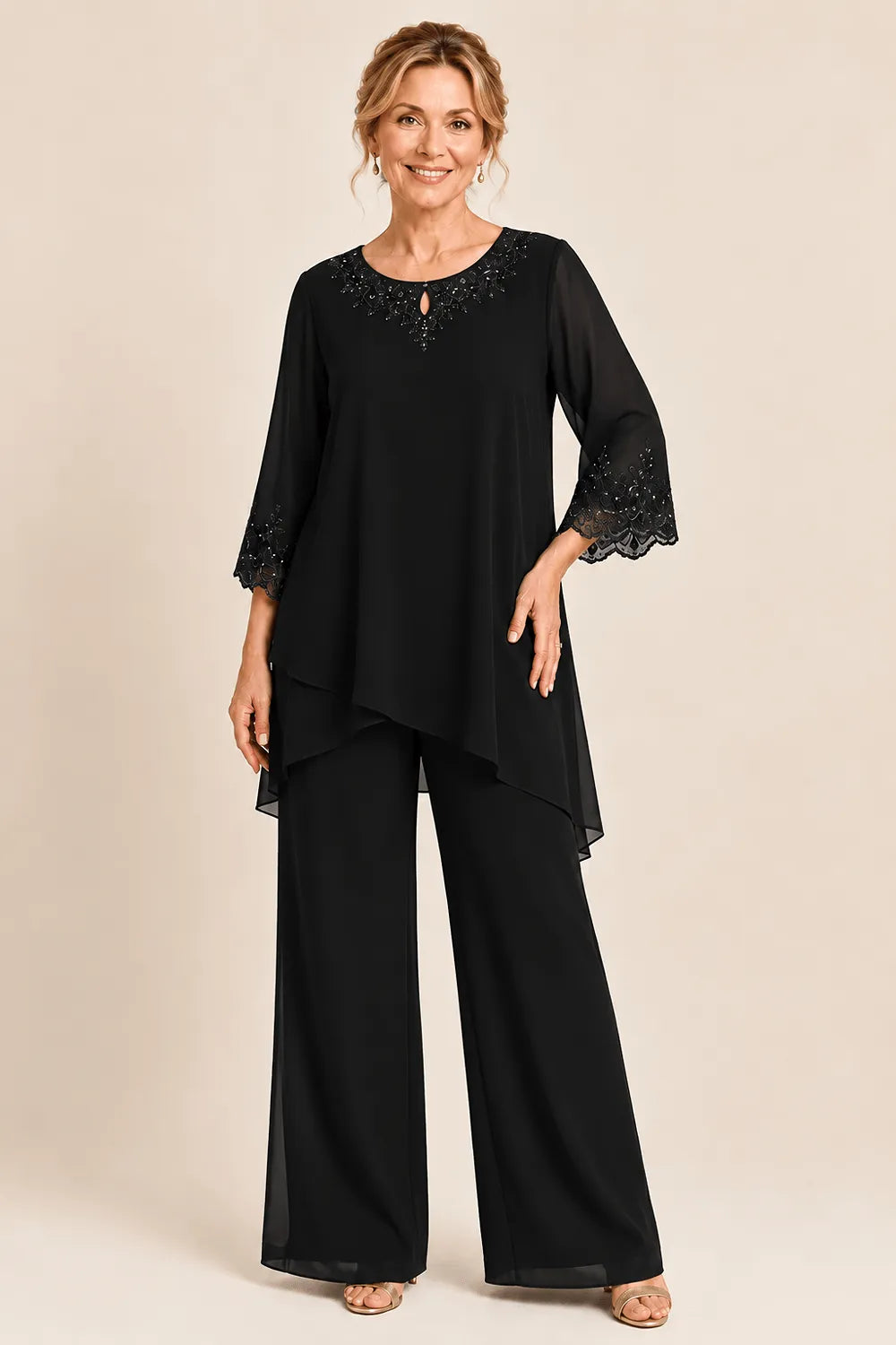Hollis & June | Graceful Embroidered Pant Set