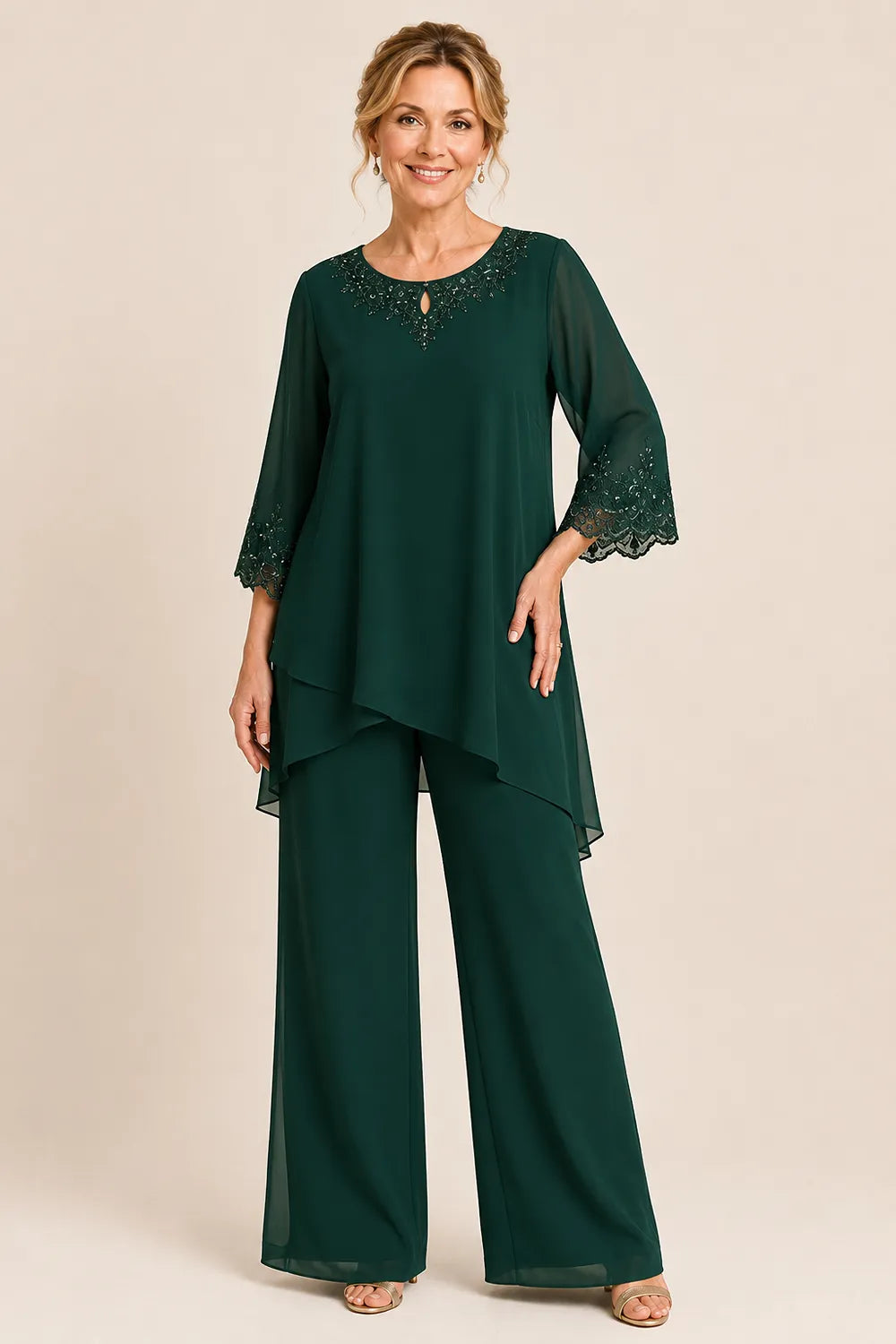 Hollis & June | Graceful Embroidered Pant Set