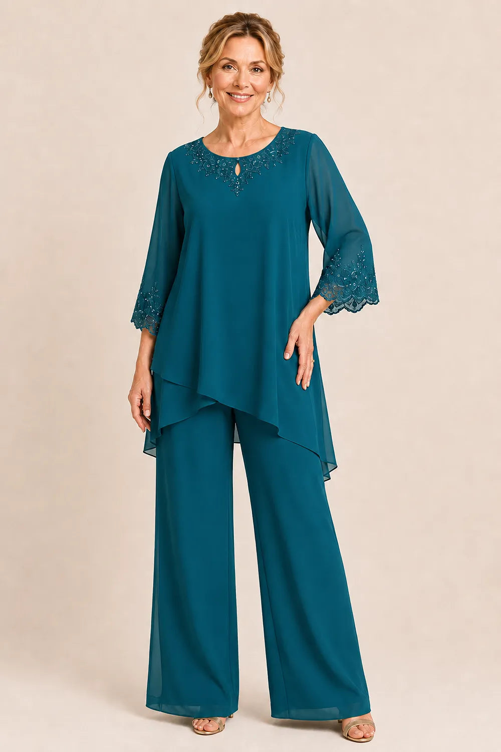 Hollis & June | Graceful Embroidered Pant Set