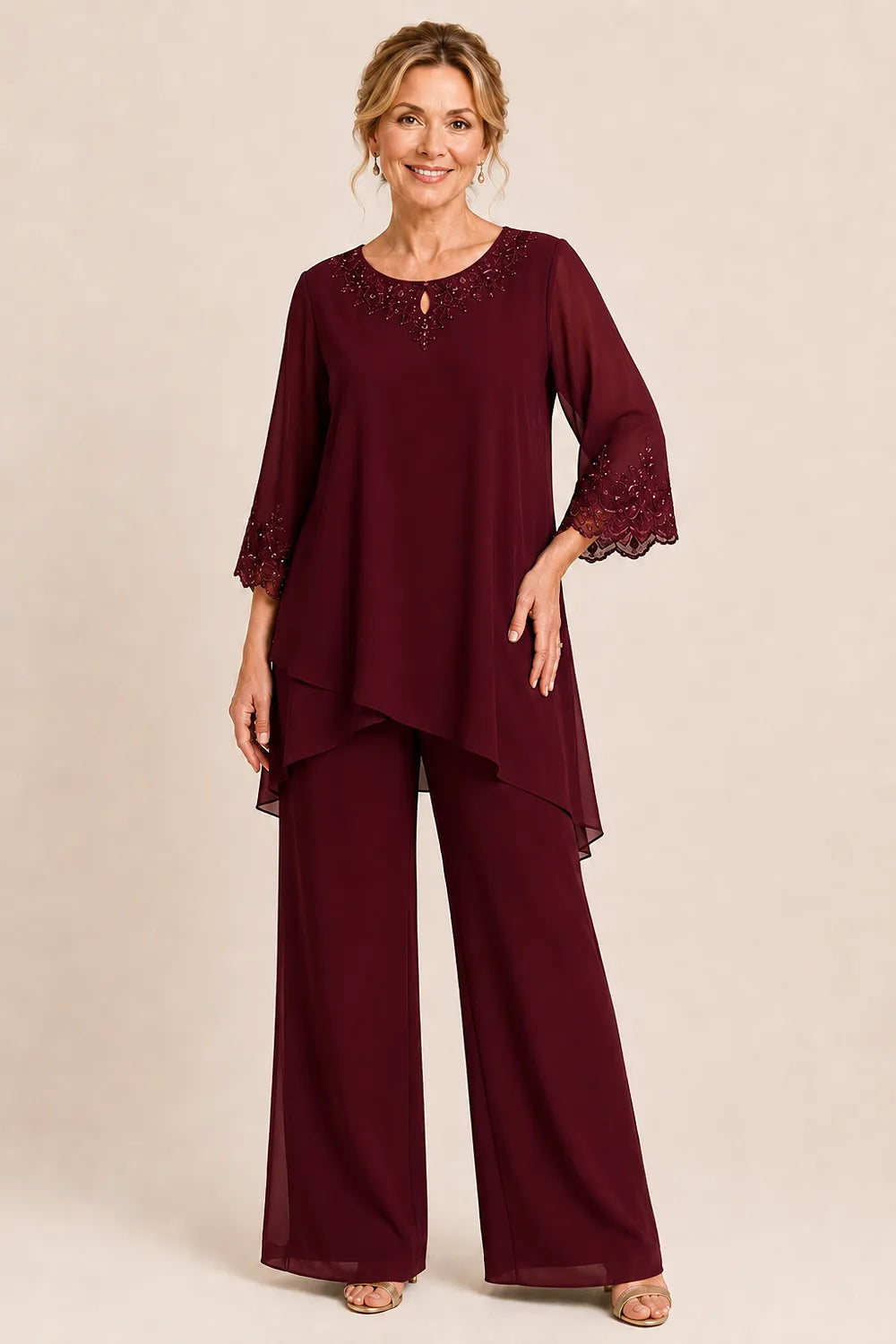 Hollis & June | Graceful Embroidered Pant Set
