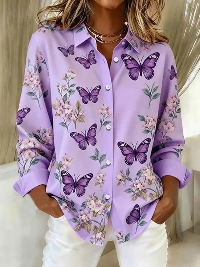 Hollis & June | Dahlia Butterfly Print Blouse
