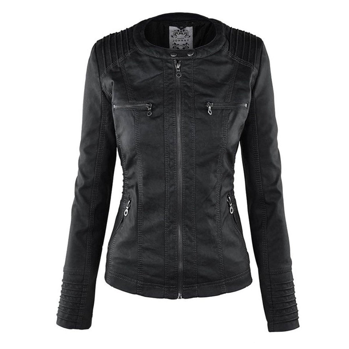 Hollis & June | Lucinda Hooded Moto Jacket with Removable Hood