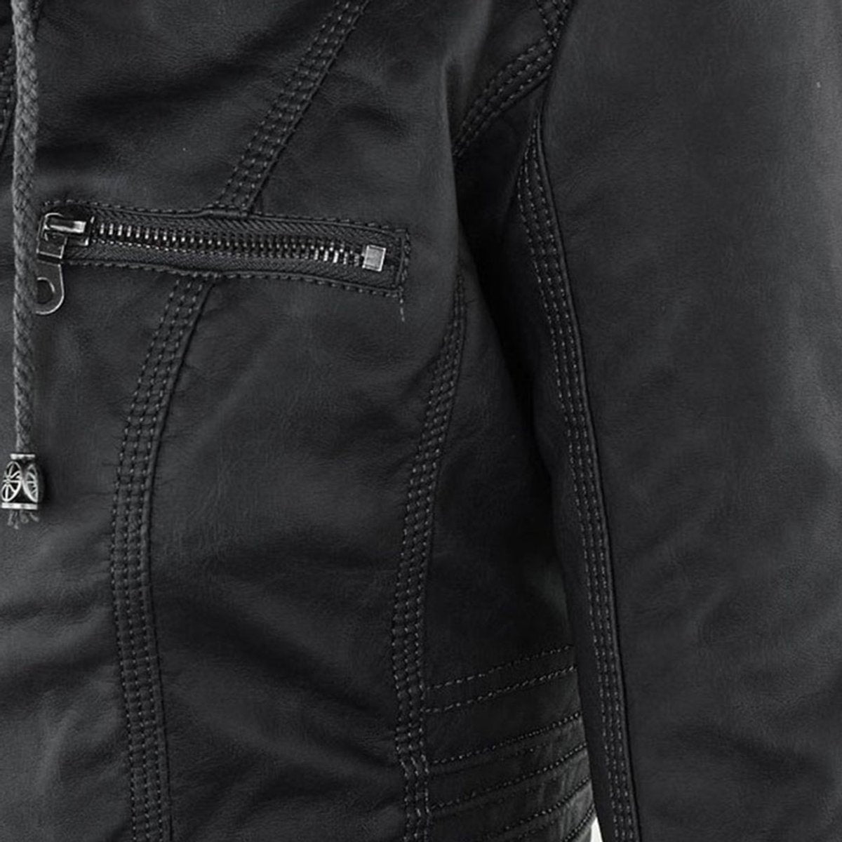Hollis & June | Lucinda Hooded Moto Jacket with Removable Hood