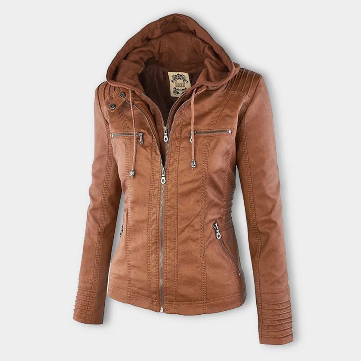 Hollis & June | Lucinda Hooded Moto Jacket with Removable Hood