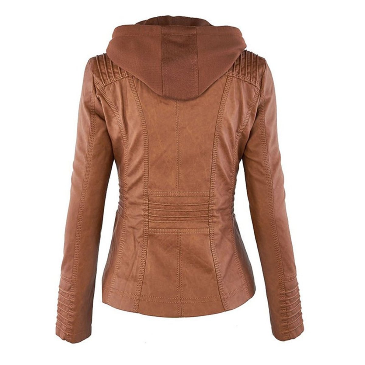 Hollis & June | Lucinda Hooded Moto Jacket with Removable Hood